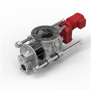 Rendered Teclion rotary valve with electric drive and visible rotor