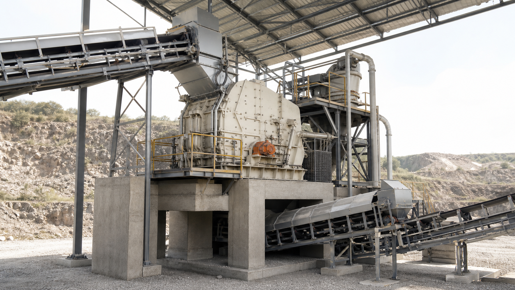 Photorealistic industrial process installation representing Impact Crushers.