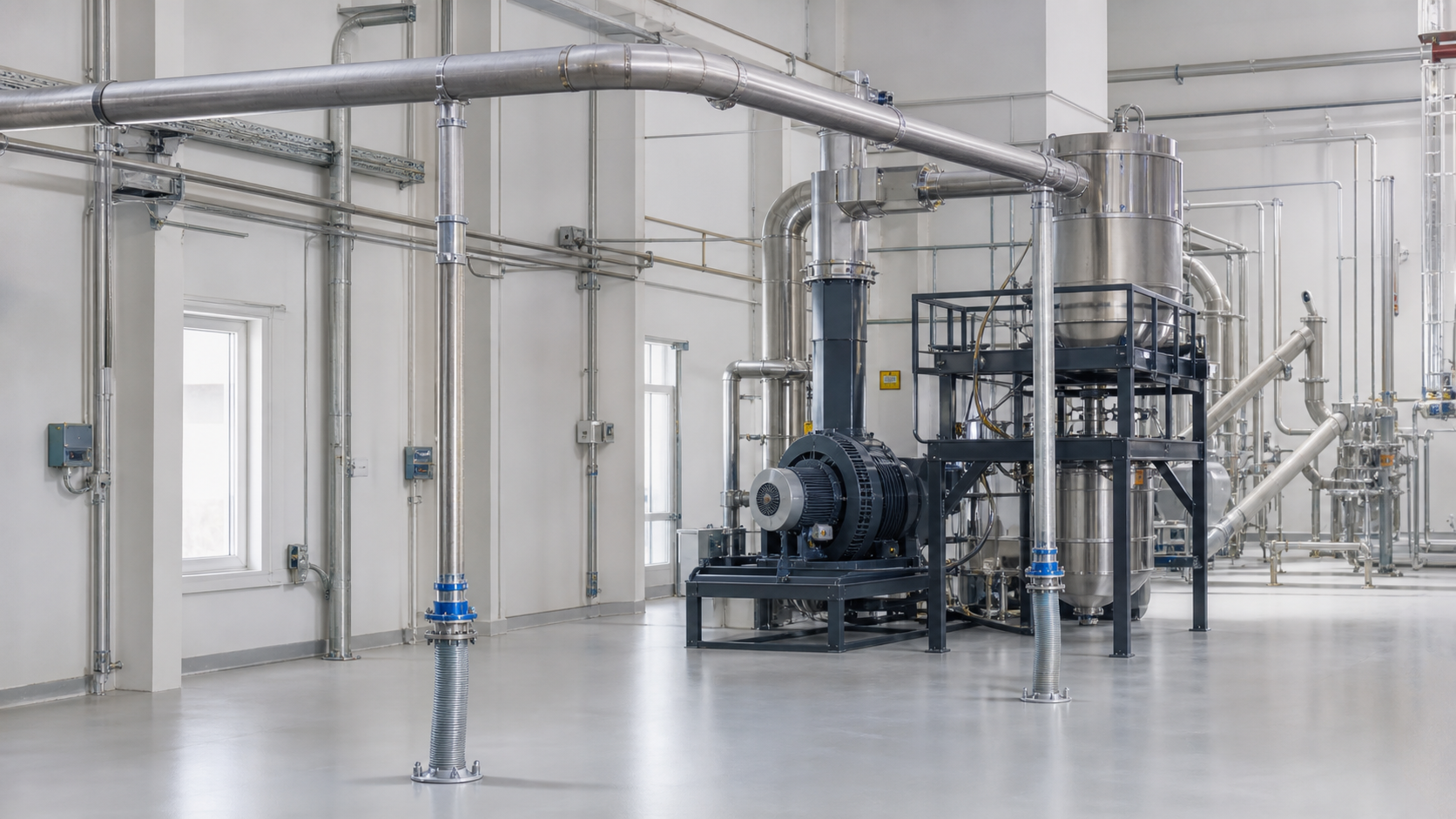 Photorealistic industrial process installation representing Industrial Vacuum Cleaning Systems.