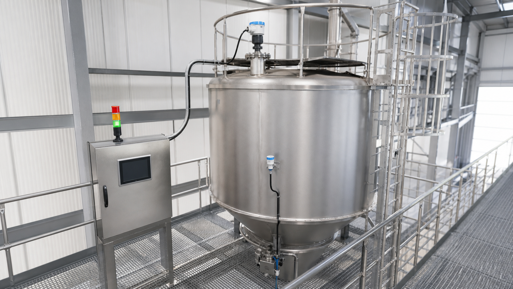 Photorealistic industrial process installation representing Level Measurement.
