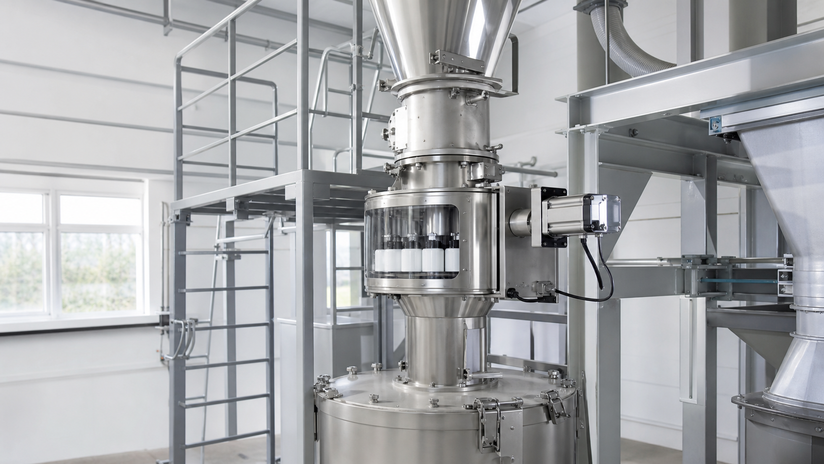 Photorealistic industrial process installation representing Powder Sampling.