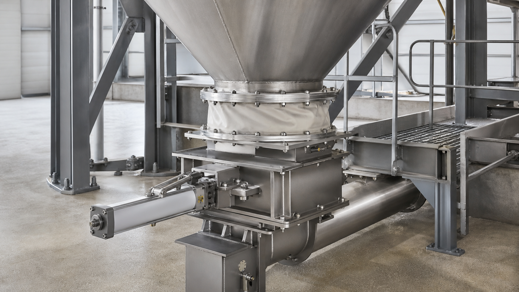 Photorealistic industrial process installation representing Slide Gates.