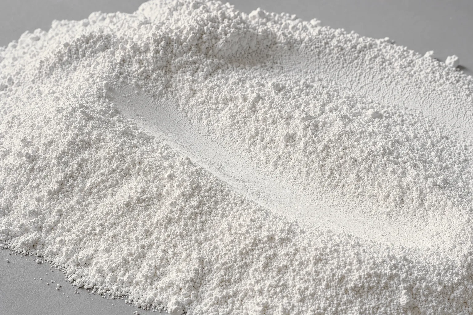 Close-up of calcium carbonate, showing particle size and texture.