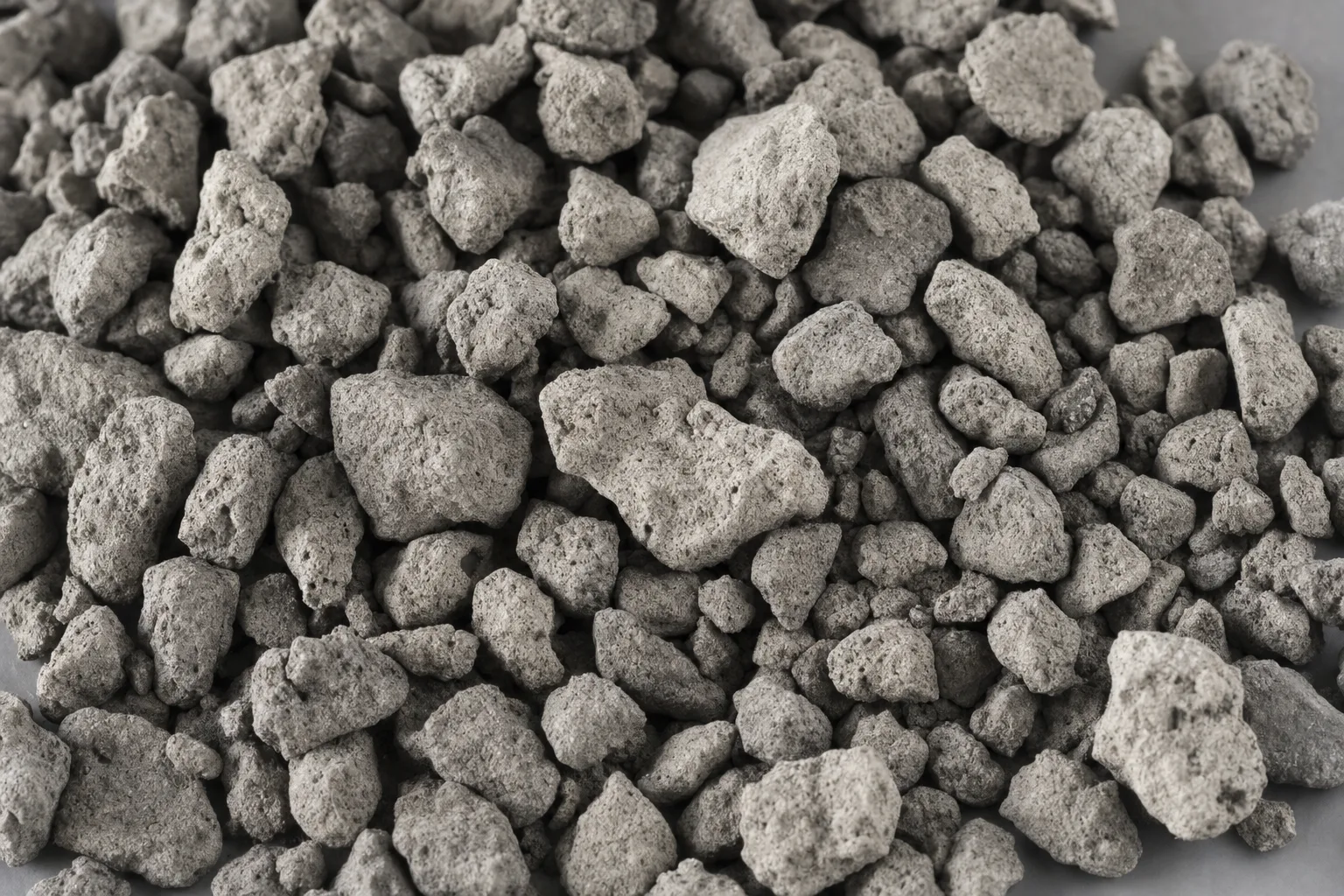 Close-up of cement clinker, showing particle size and texture.