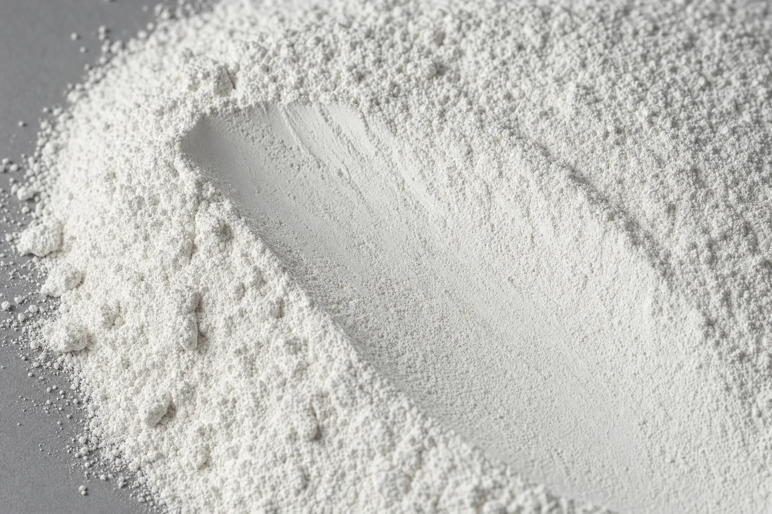 Close-up of hydrated lime, showing particle size and texture.