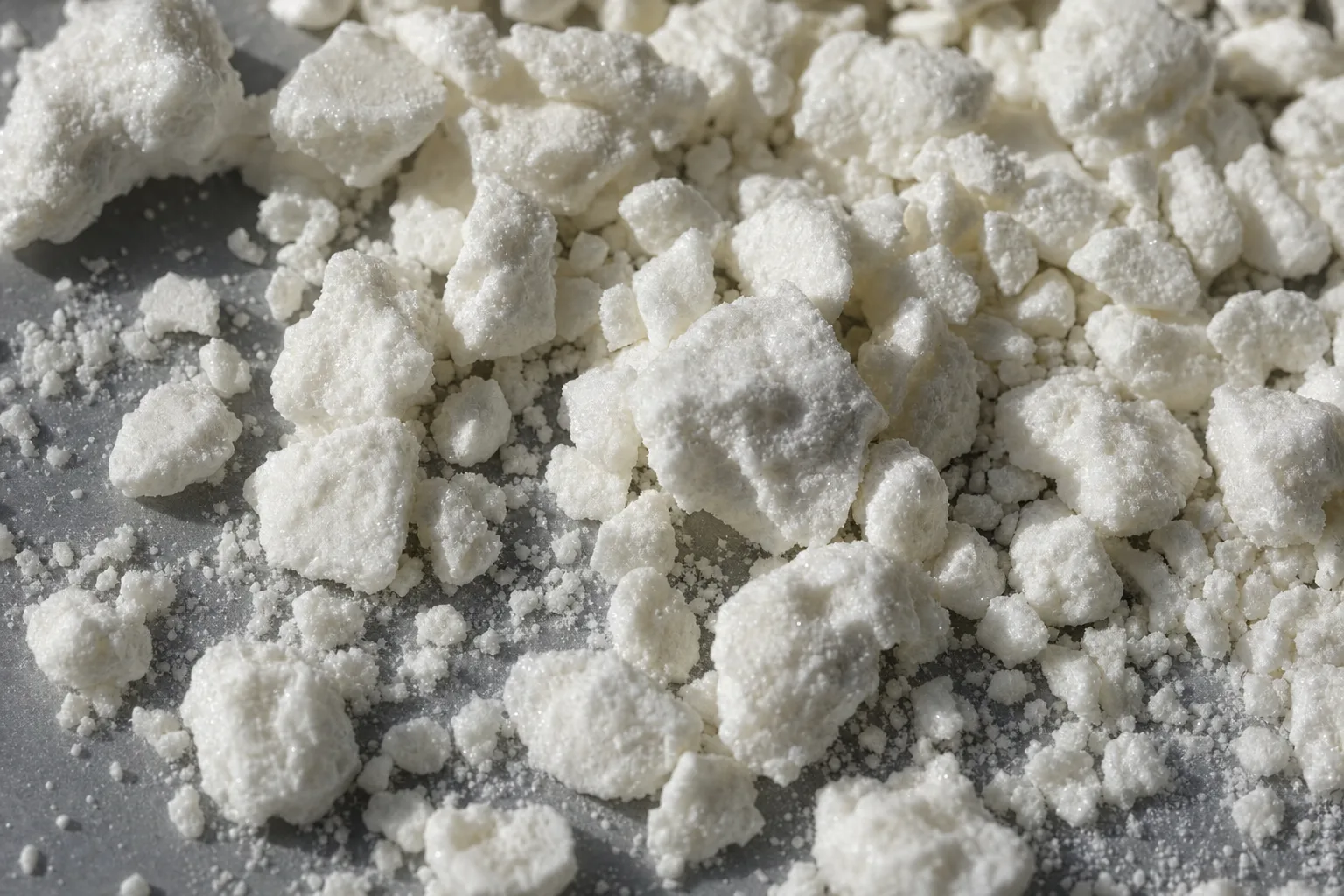 Close-up of lactose, showing particle size and texture.
