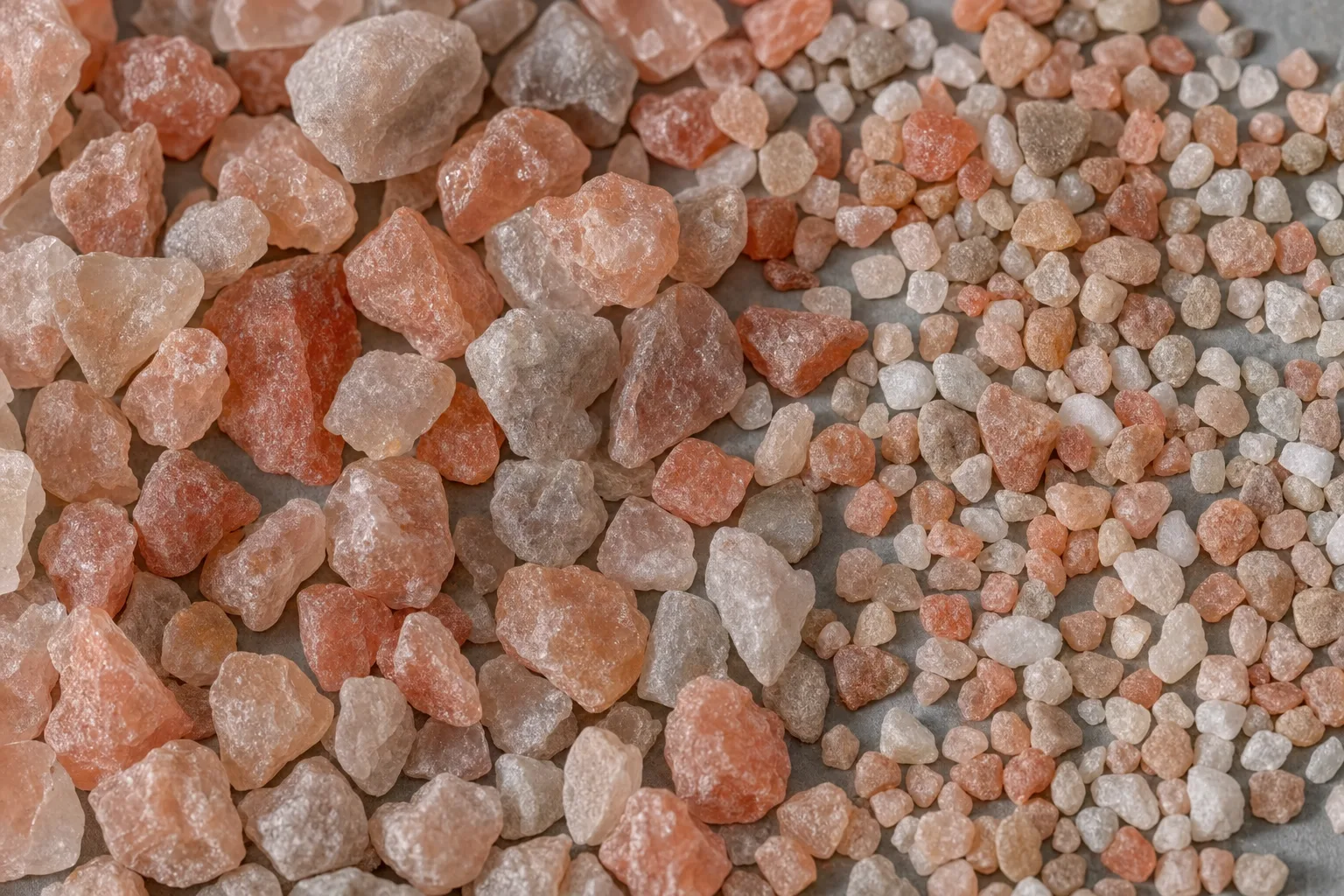 Close-up of potash, showing particle size and texture.