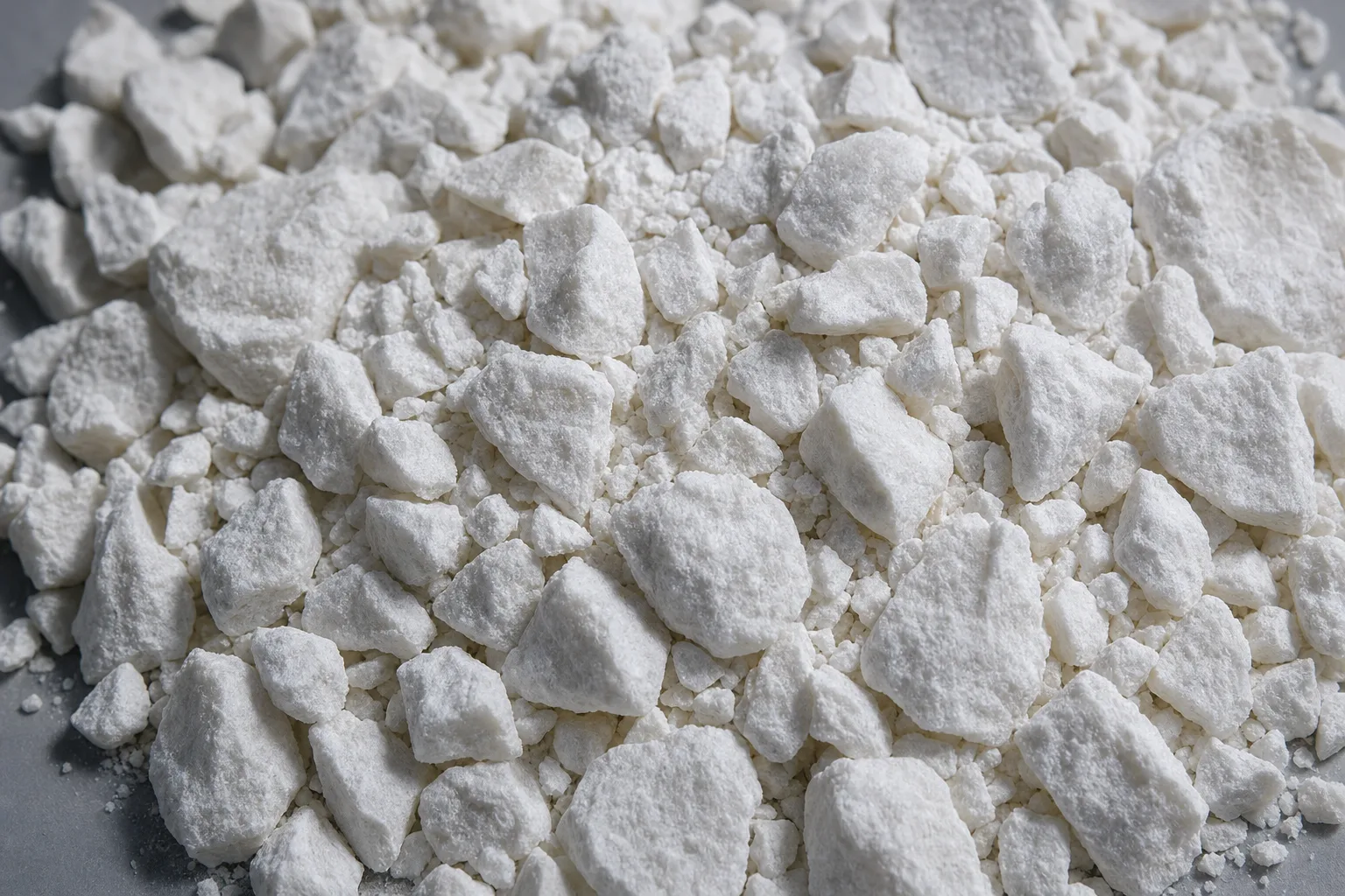 Close-up of soda ash, showing particle size and texture.