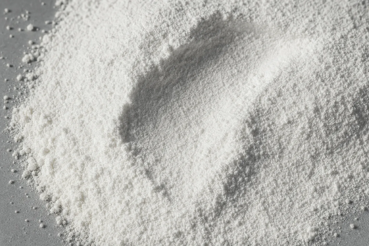 Close-up of starch, showing particle size and texture.