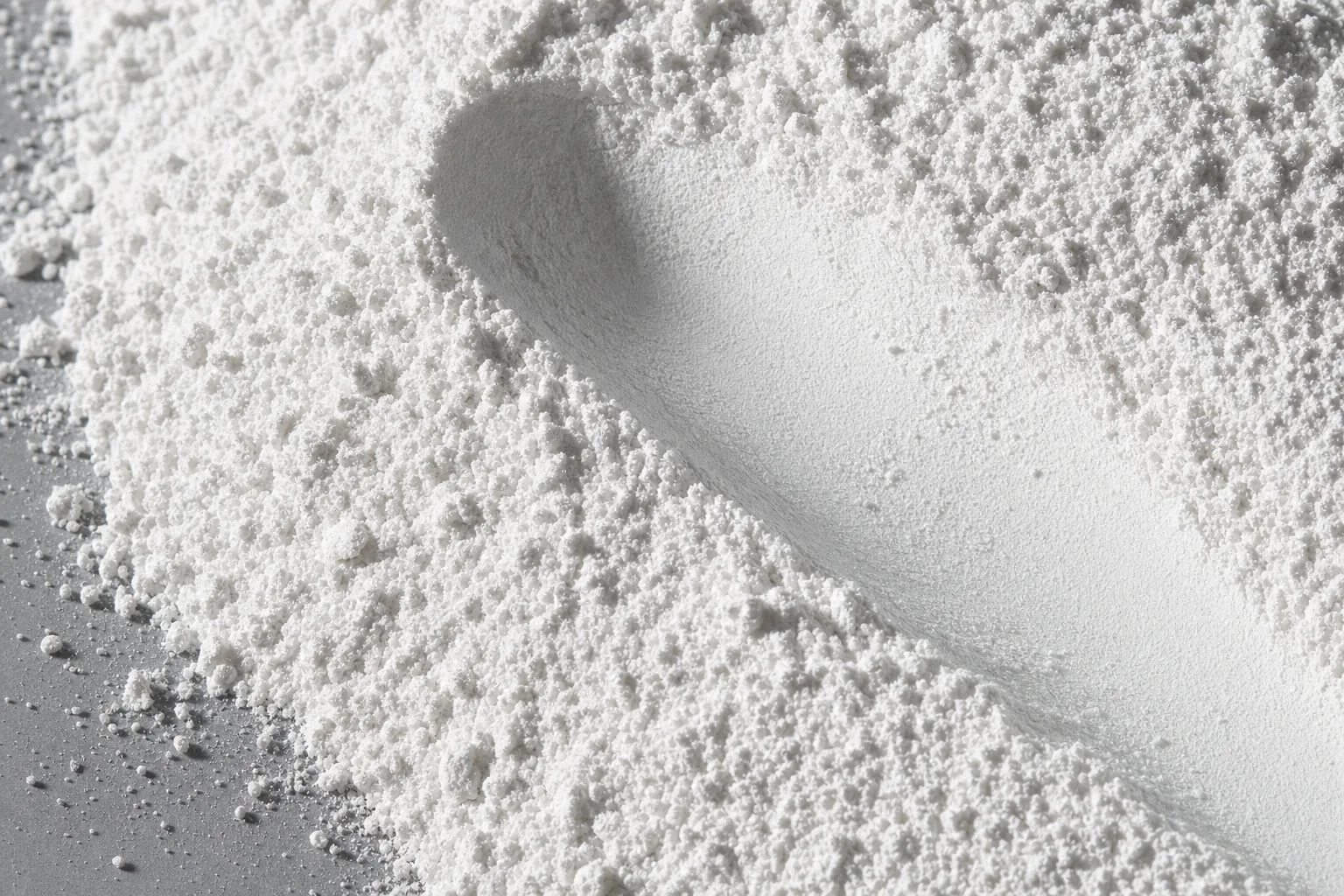 Close-up of titanium dioxide, showing particle size and texture.