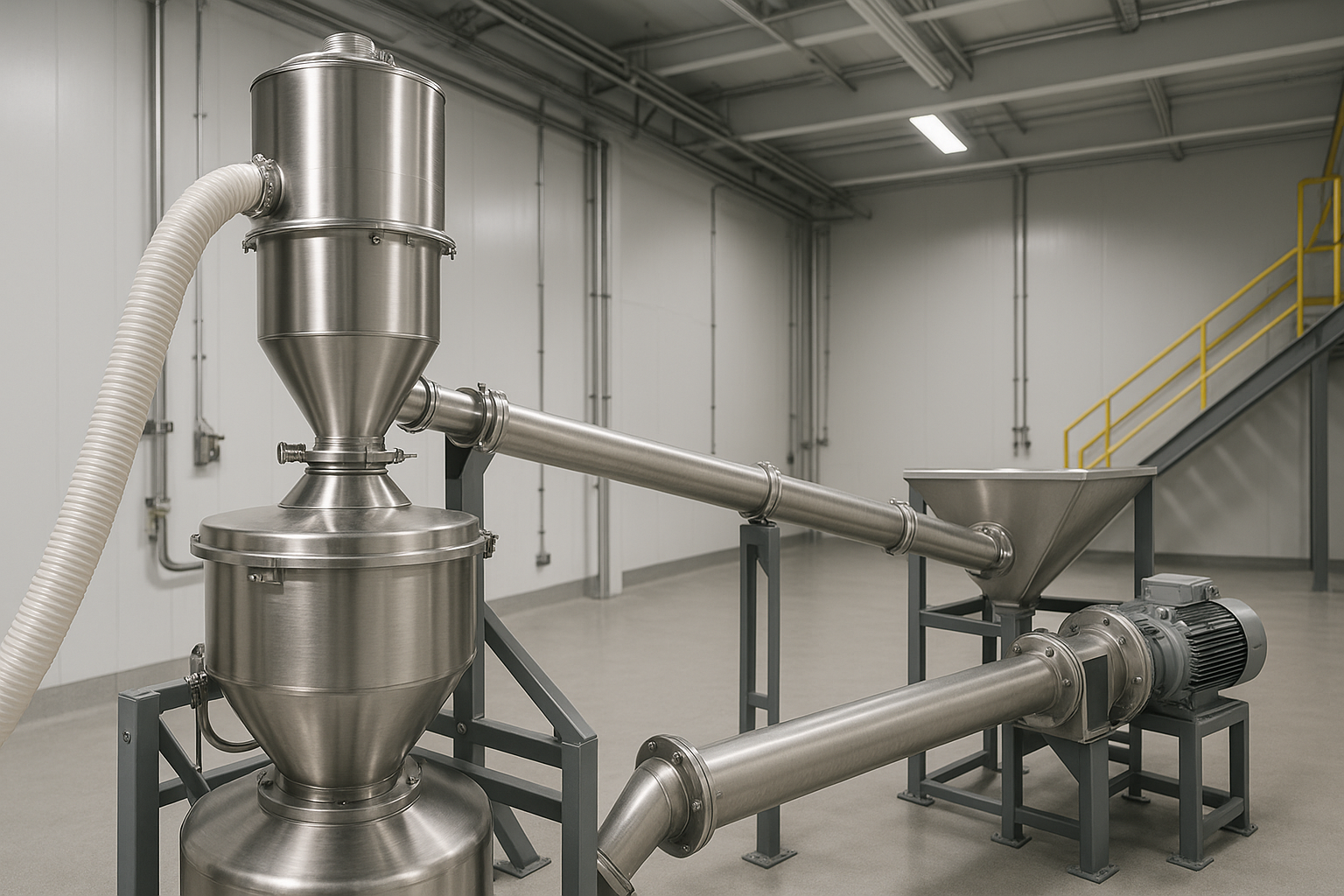 Vacuum Conveying vs Mechanical Conveying technical comparison illustration